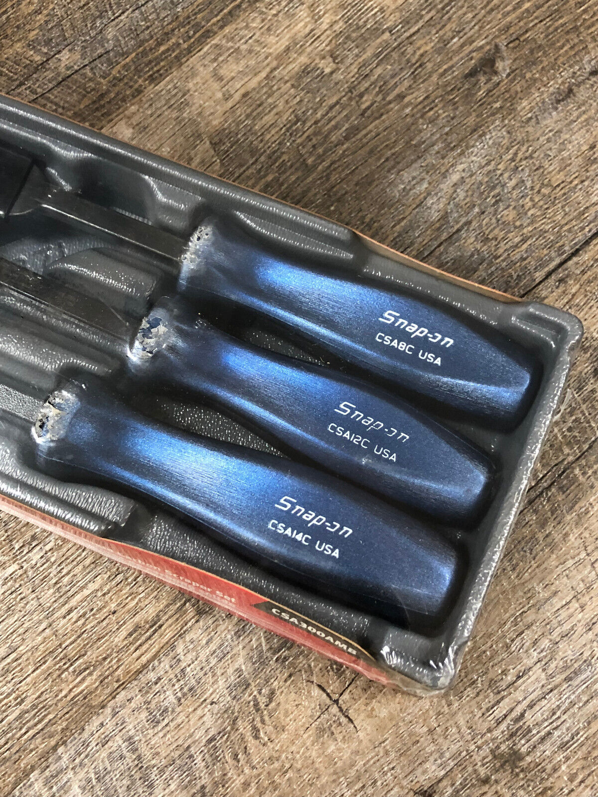 SEALED Snap On 3 Pc Rigid Carbon Scraper Set POWER BLUE Hard Handle CSA300AMB - Fresh Stock Dated February 2026