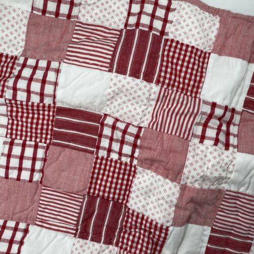 Pottery Barn Kids Pillow Sham Quilted Patchwork Red White Cotton NEW - Fresh Stock Dated December 2025