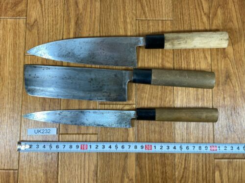 Japanese Chef's Kitchen Knife Set 3 Piece YANAGIBA NAKIRI DEBA from Japan UK232 - Fresh Stock Dated February 2026