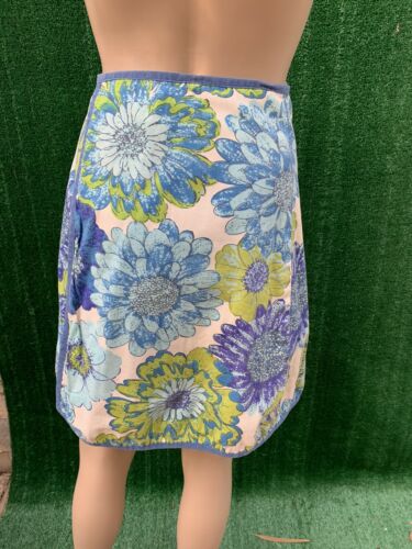 Vintage 60s 70s Abstract  Psychedelic Wrap Skirt Blue Green MOD Floral  S M L - Fresh Stock Dated February 2026