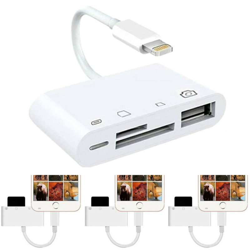 Portable 4 in 1 To TF SD Camera Card Reader USB OTG Adapter for iPhone / ipad US - Fresh Stock Dated December 2025