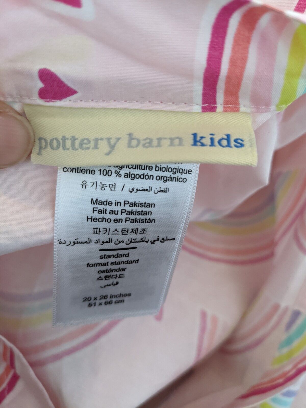 Pottery Barn Kids Skylar name Rainbow Pillow Case Sham Cover hearts personalized - Fresh Stock Dated February 2026