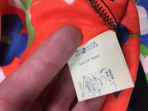 60s Womens Orange Floral Multi Colored Acetate Groovy Maxi Retro Skirt Vintage - Fresh Stock Dated February 2026