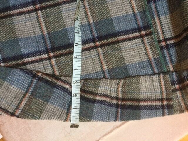 70s BLUE PLAID WOOL A LINE CIRCLE SKIRT VINTAGE SIZE 11 BLUE, OLIVE, GREY - Fresh Stock Dated March 2026