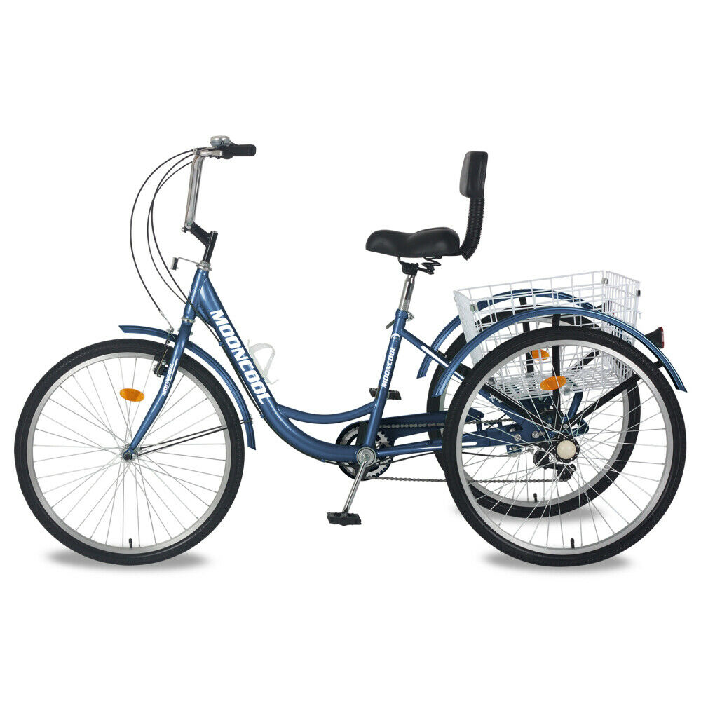 Adult Trike Bike 7 Speed 3 Wheel Tricycle 26 inch Cruiser Bicycle w/Cargo Basket - Fresh Stock Dated February 2026