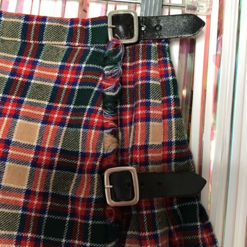 Vintage LS Ayres Plaid Kilt Wool Wrap Skirt Buckle Made in Scotland Rock - 00 - Fresh Stock Dated March 2026