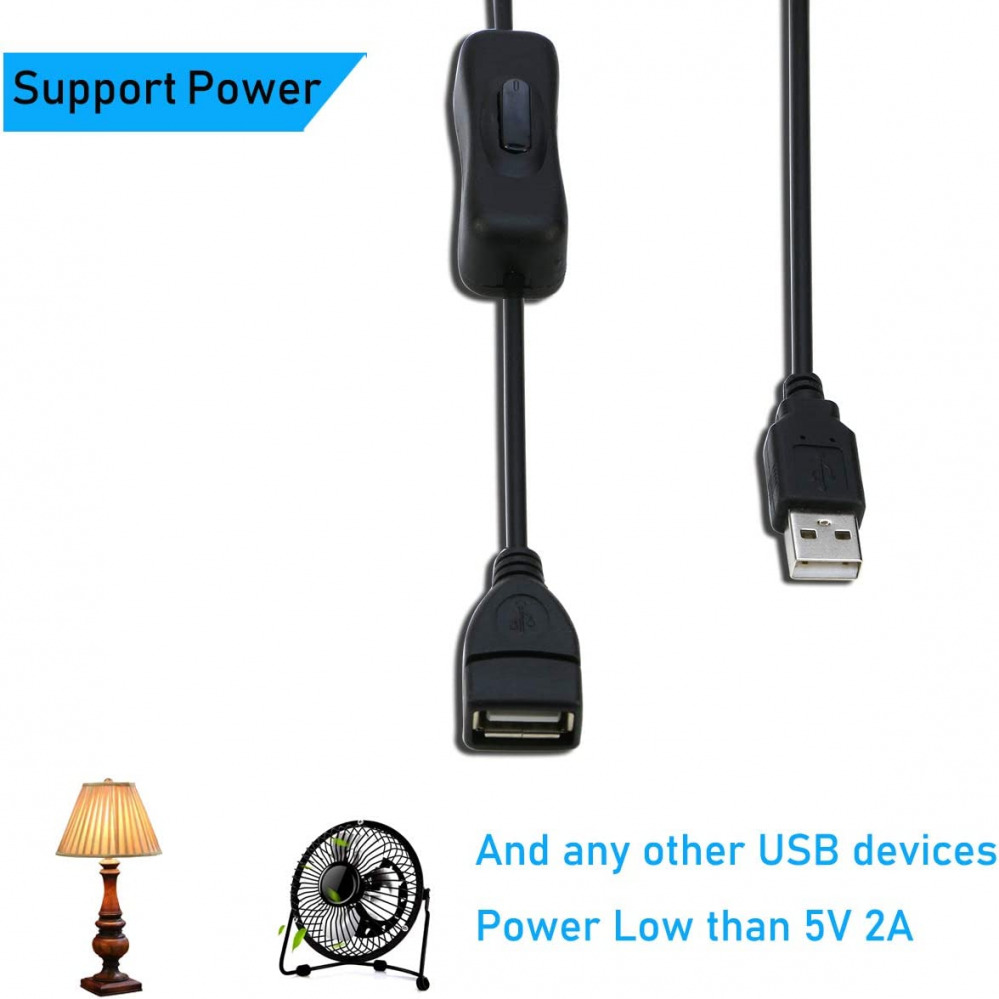 2 Pack USB Extension Cable With ON/Off Switch Male To Female 3Ft Black FREE SHIP - Fresh Stock Dated February 2026