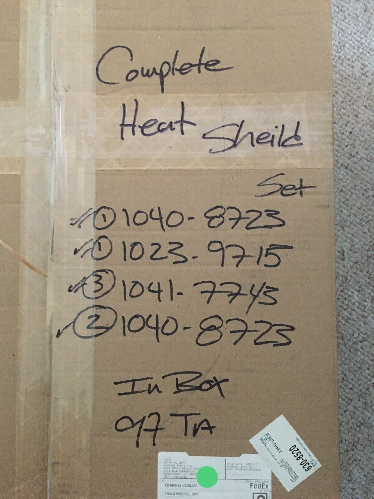 Chevrolet Camaro/Pontiac Trans Am shield Asm-Exhaust pipe heat (1040-8723) NOS - Fresh Stock Dated February 2026