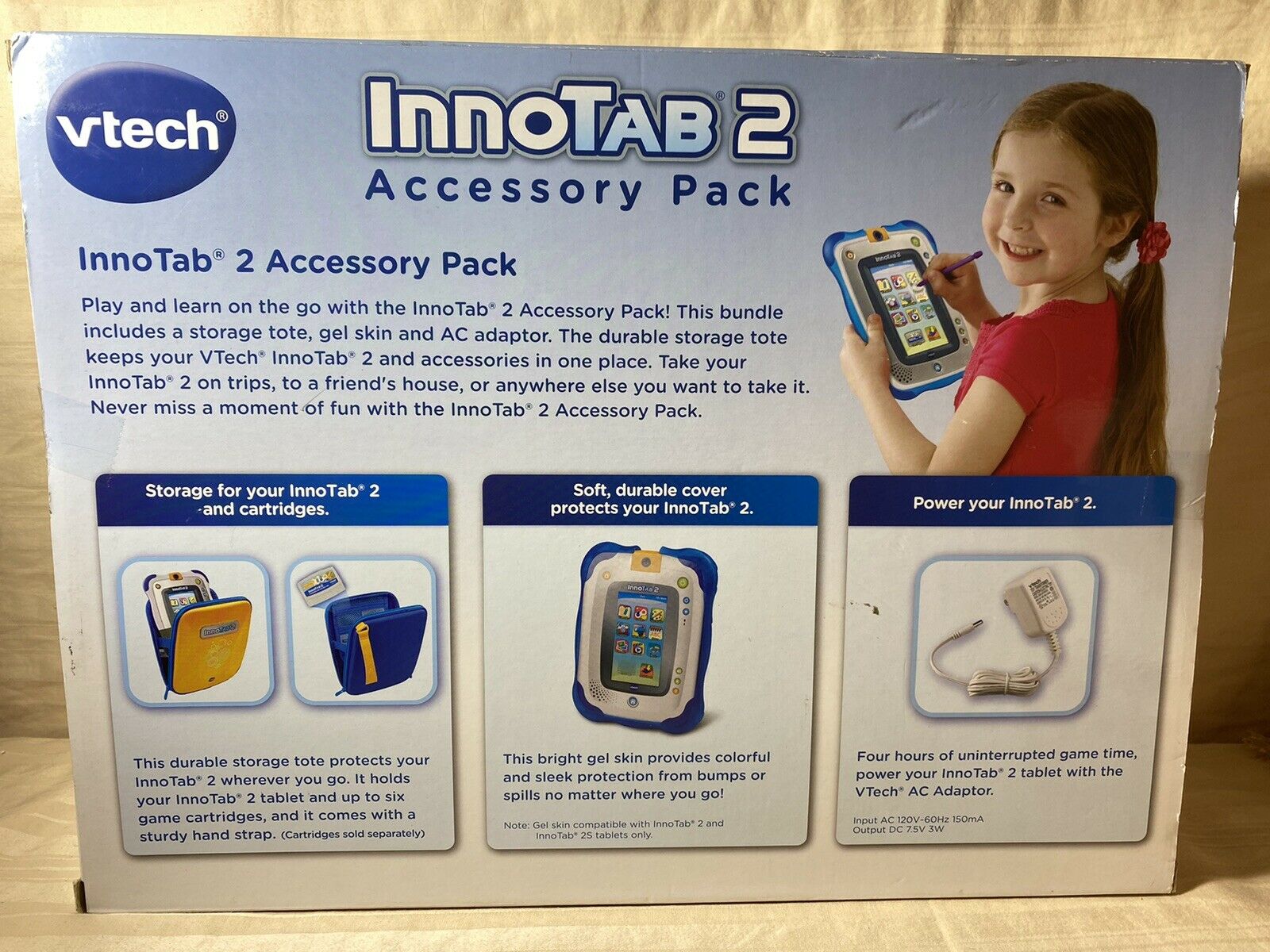 NEW IN BOX Vetch InnoTab 2 Accessory Pack w/Storage Tote/Gel Skin/AC Adaptor - Fresh Stock Dated December 2025