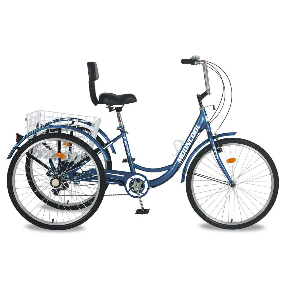 Adult Trike Bike 7 Speed 3 Wheel Tricycle 26 inch Cruiser Bicycle w/Cargo Basket - Fresh Stock Dated February 2026