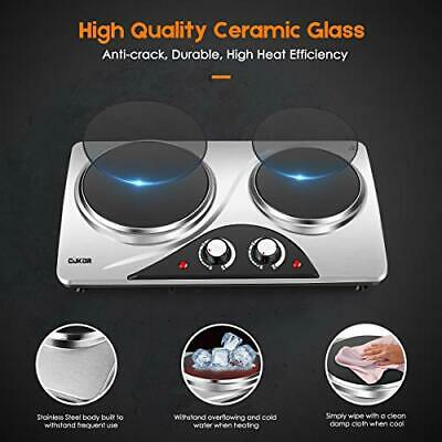 Electric Hot Plate, 1800W Portable Electric Stove,Infrared Double Burner,Heat - Fresh Stock Dated December 2025