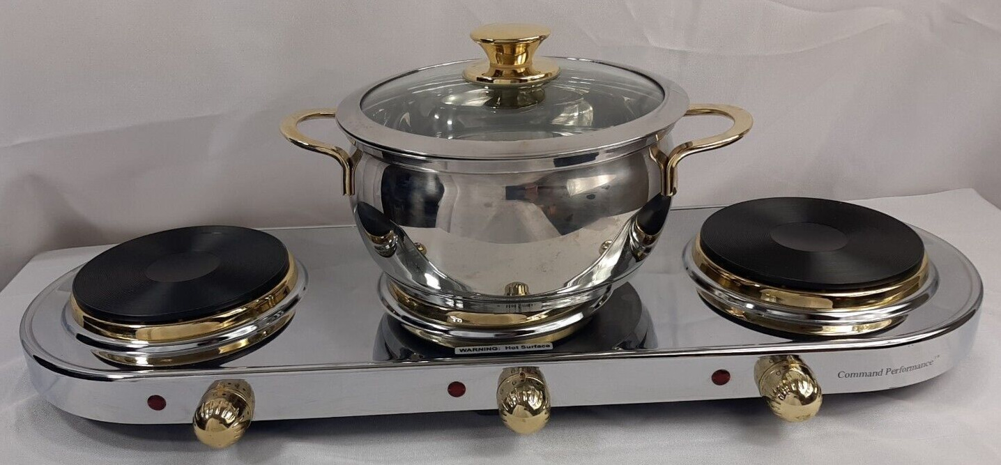 Cuisine Cookware Command Performance Gold MK-337 Triple Burner with 3 Qt Pot - Fresh Stock Dated February 2026