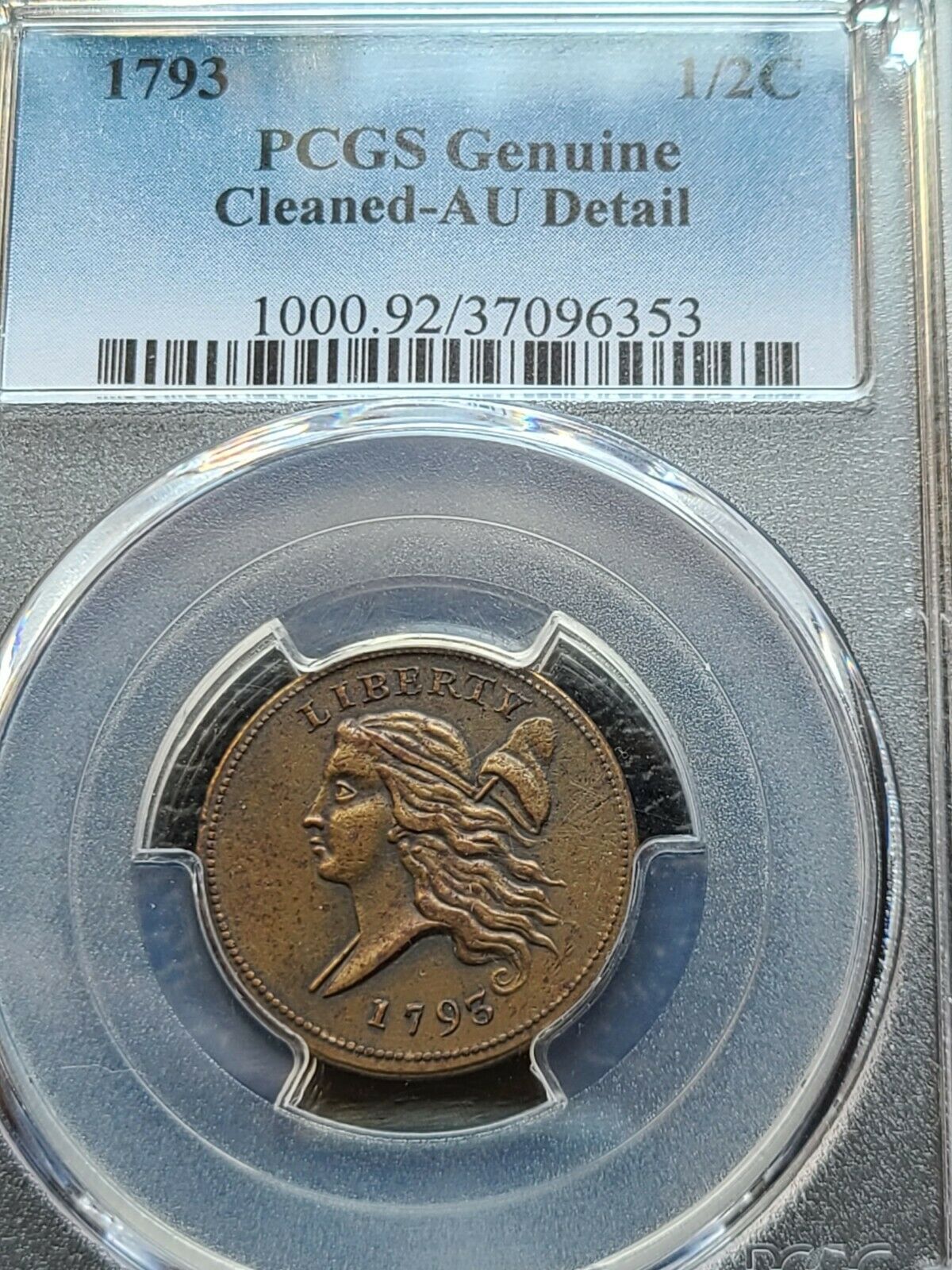 1793 LIBERTY CAP 1/2 C, PCGS GRADED AU, SPECTACULAR COIN! C-3, B-3, R-3 - Fresh Stock Dated February 2026