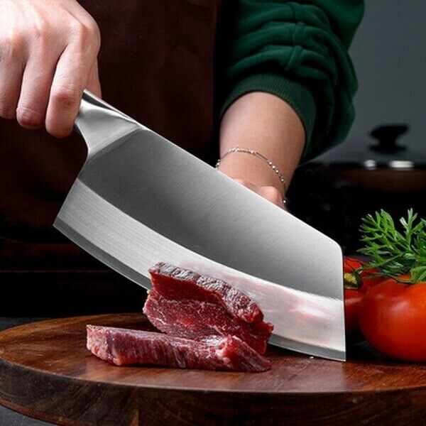 8 Inch Stainless Steel Chopping Cleaver Kitchen Chef Knife Chopper Cutter Knives - Fresh Stock Dated December 2025