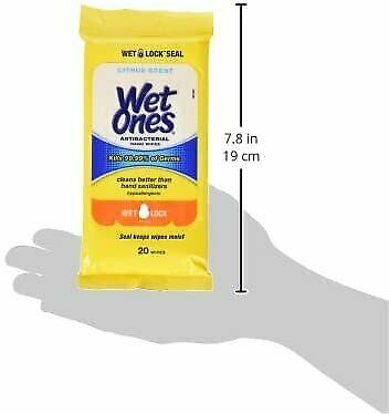 Wet Ones Citrus Antibacterial Hand Wipes, 20 Count - Fresh Stock Dated February 2026