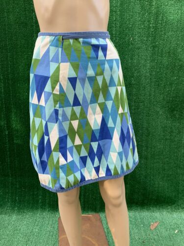 Vintage 60s 70s Abstract  Psychedelic Wrap Skirt Blue Green MOD Floral  S M L - Fresh Stock Dated February 2026