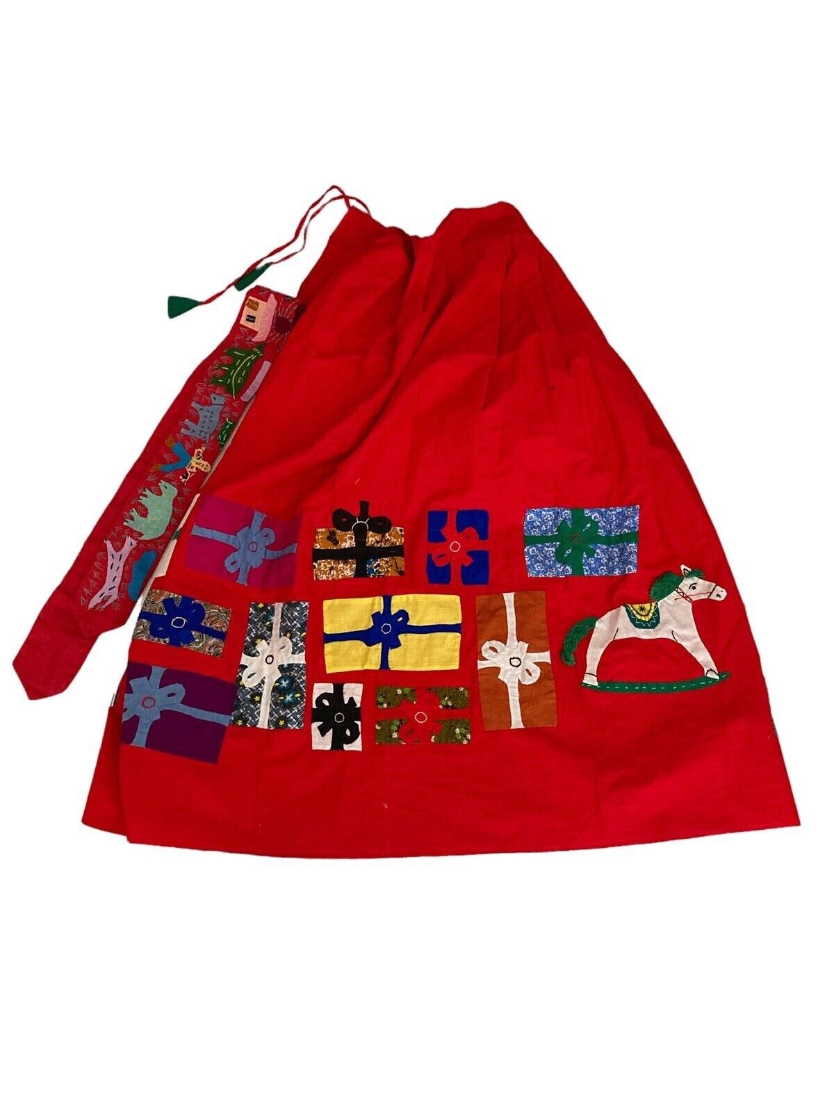 Vintage Red Cotton Christmas Holiday Novelty skirt India 1970s - Fresh Stock Dated March 2026