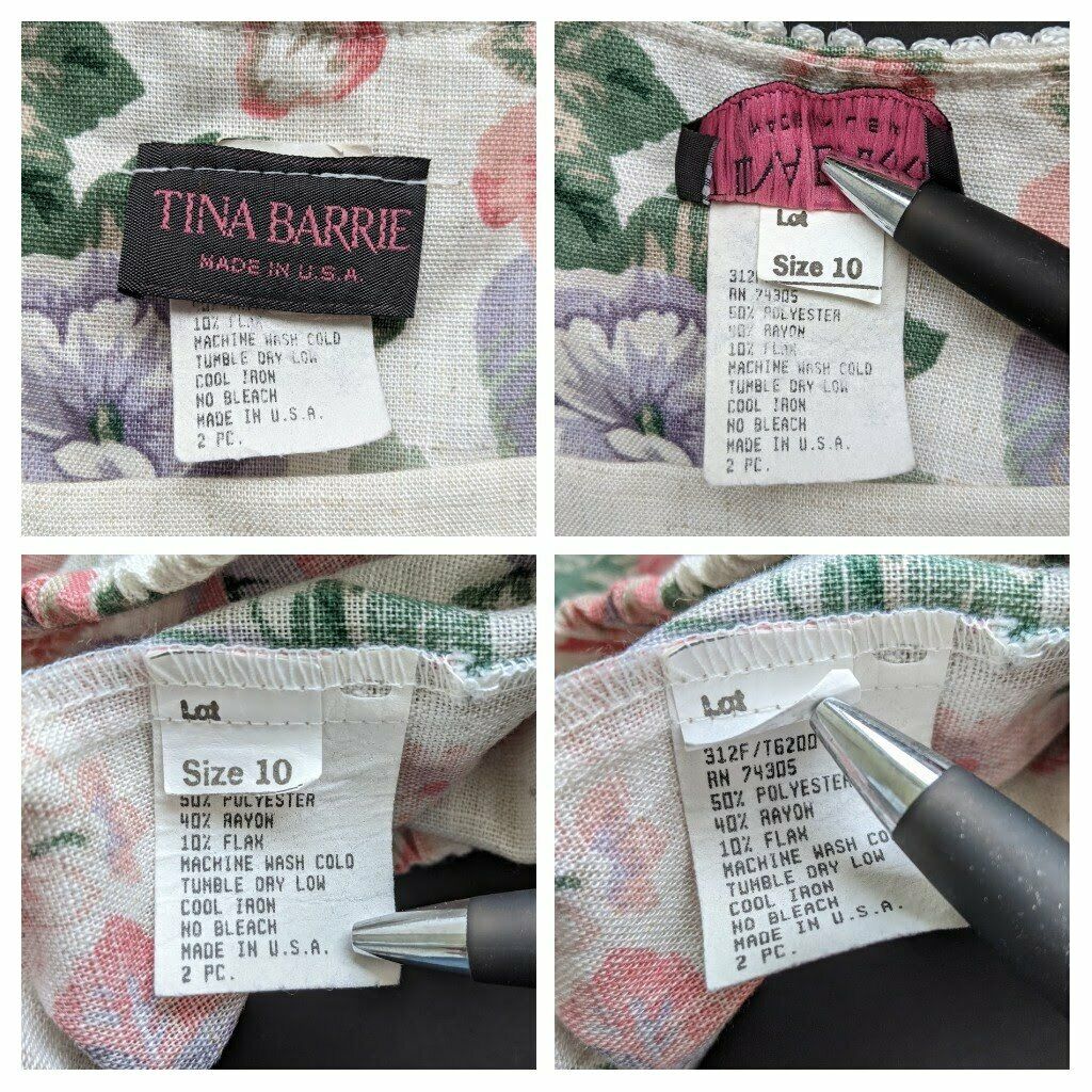 Vintage Grandma Floral Top & Skirt Set Tag sz 10 Puff Sleeves USA - Fresh Stock Dated February 2026