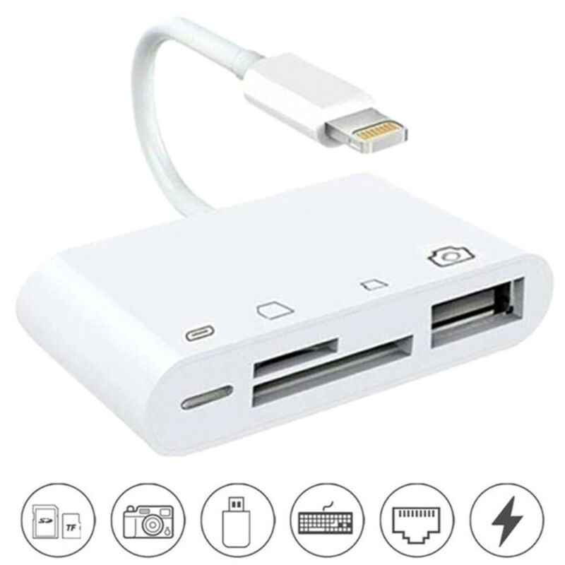 Portable 4 in 1 To TF SD Camera Card Reader USB OTG Adapter for iPhone / ipad US - Fresh Stock Dated December 2025