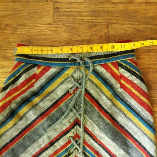 Vintage 1960s 70s Bobbie Brooks Skirt Mod  Lace Up Grey Chevron Rainbow Stripe - Fresh Stock Dated February 2026