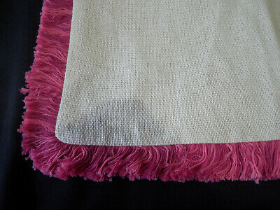 Pottery barn Teen Grain Sack Fringe 16X16 Sqr Pillow Cover Beige Pink Zip Close - Fresh Stock Dated December 2025