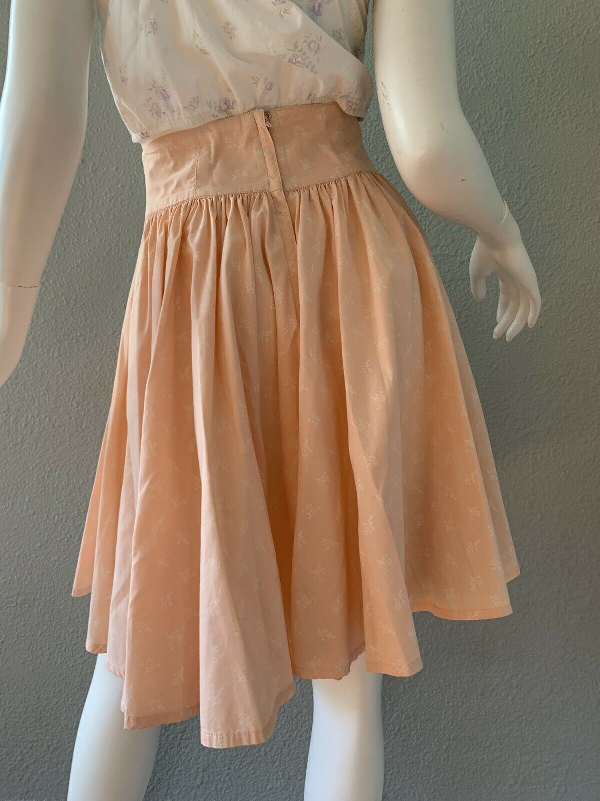 Vintage 80s Pink Floral Retro Cotton High Waist Western Full Sweep Mini Skirt S - Fresh Stock Dated March 2026