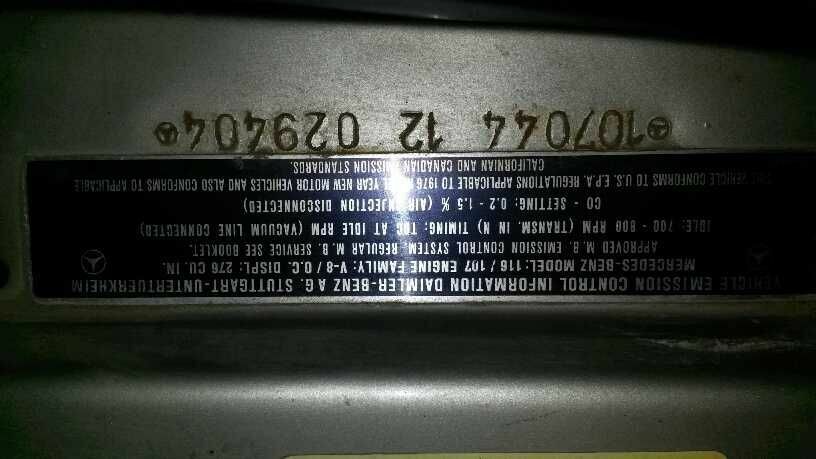 1976 MERCEDES 450SL TRANSMISSION SPACER AT-V-8 - Fresh Stock Dated February 2026