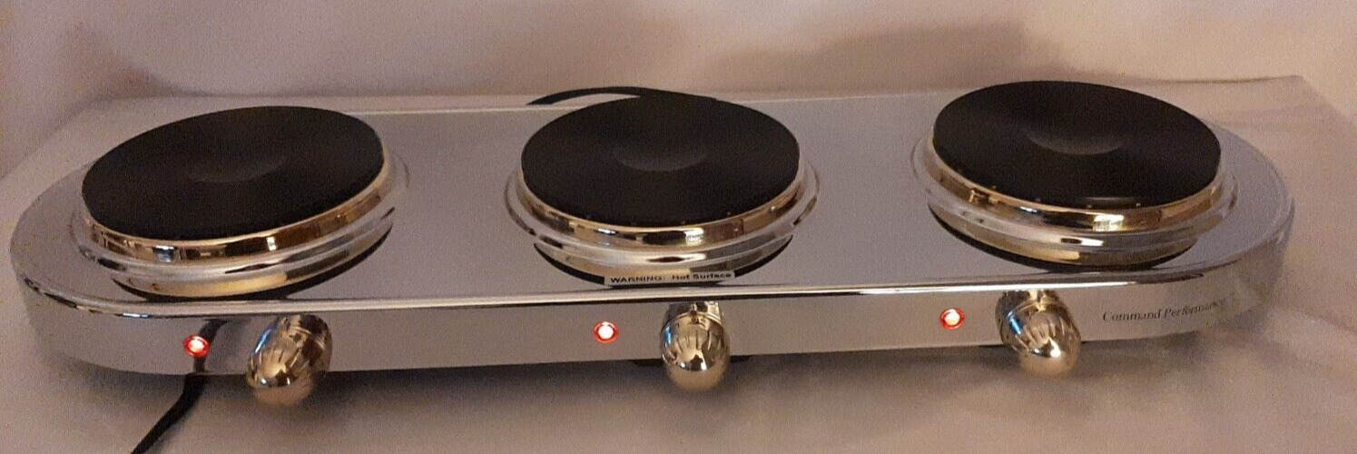 Cuisine Cookware Command Performance Gold MK-337 Triple Burner with 3 Qt Pot - Fresh Stock Dated February 2026