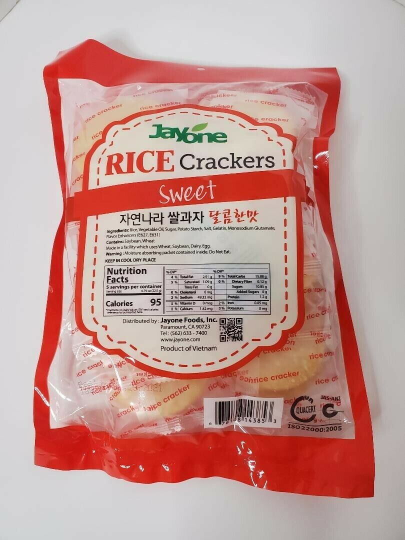 1x Bag of 10 stachets of 2 crackers Jayone Rice Snack Sweet Crunchy 112 Grams - Fresh Stock Dated December 2025