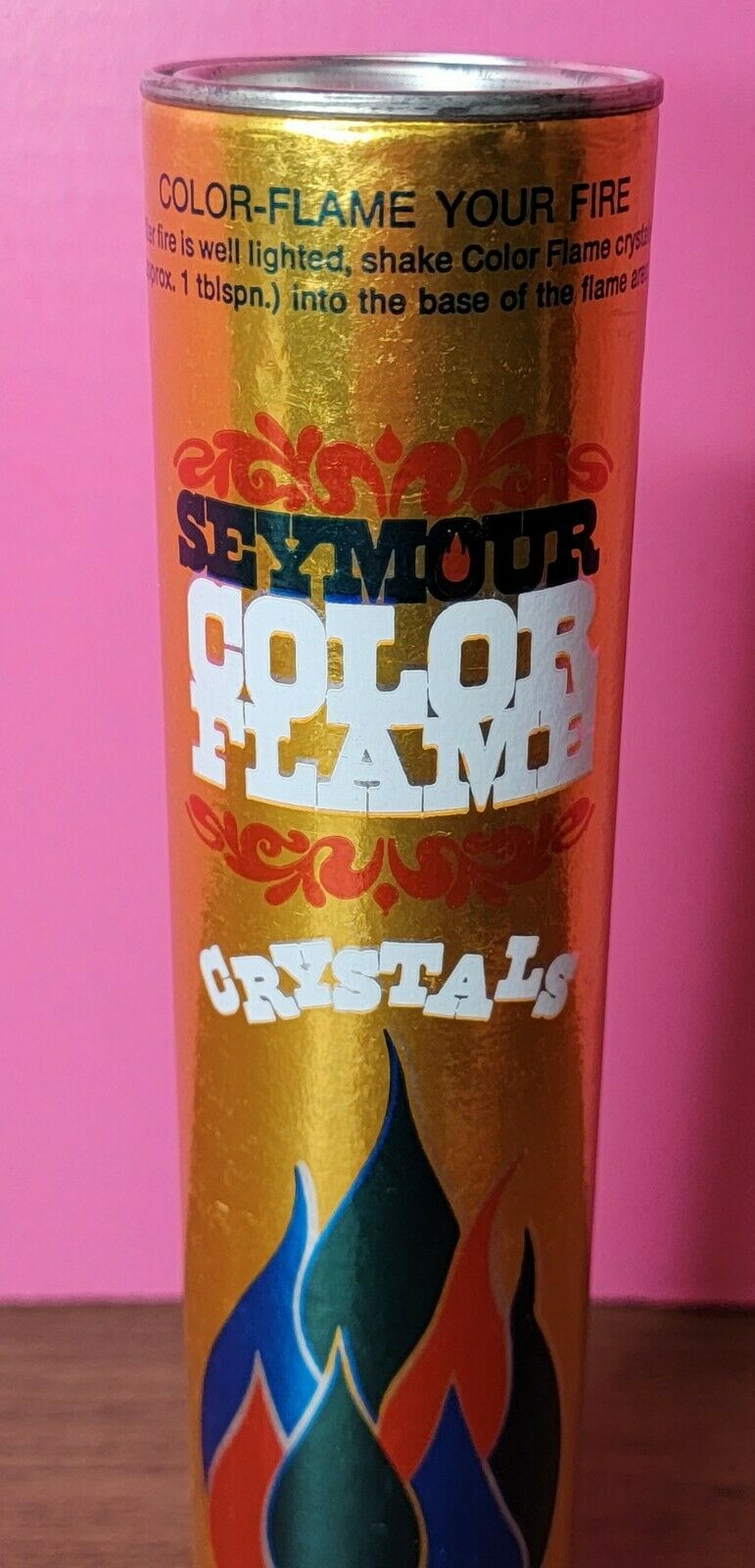 VTG Seymour Color Flame Crystals Fireplace 1 lb Canister Campfire Vivid Colors - Fresh Stock Dated December 2025