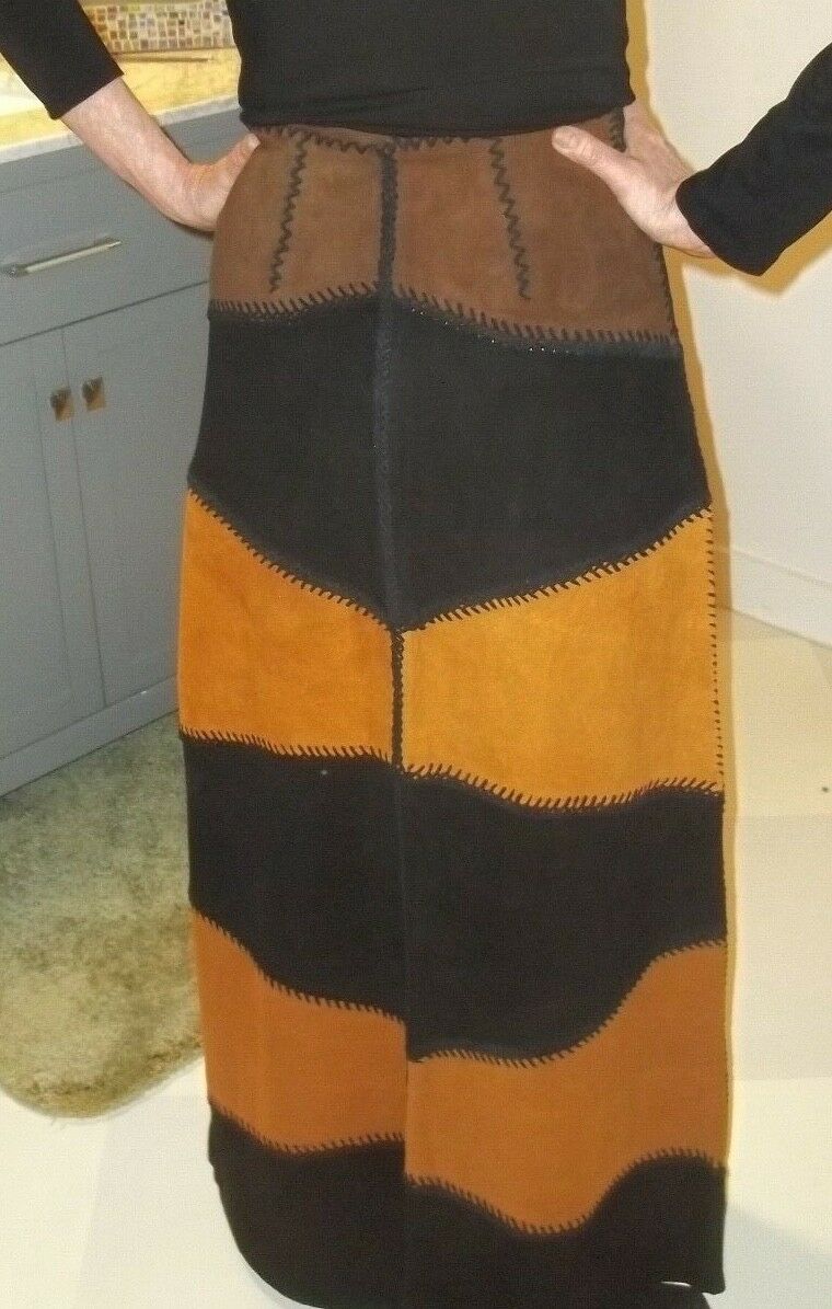 Vintage Long Leather Skirt Hippie Western Boho Mexico ropa de piel NOS c.1970's - Fresh Stock Dated December 2025