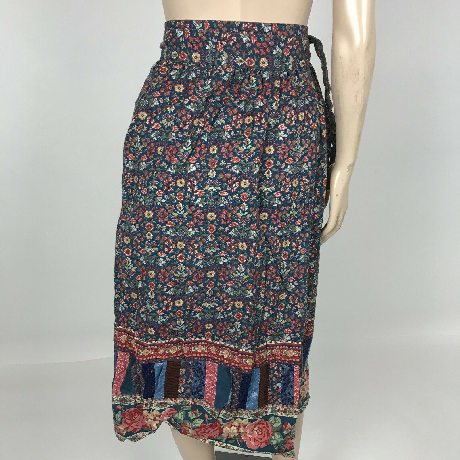 Vintage 70's SUTTLES AND SEAWINDS Women's Skirt FLORAL Wrap Patchwork Canada Y13 - Fresh Stock Dated March 2026