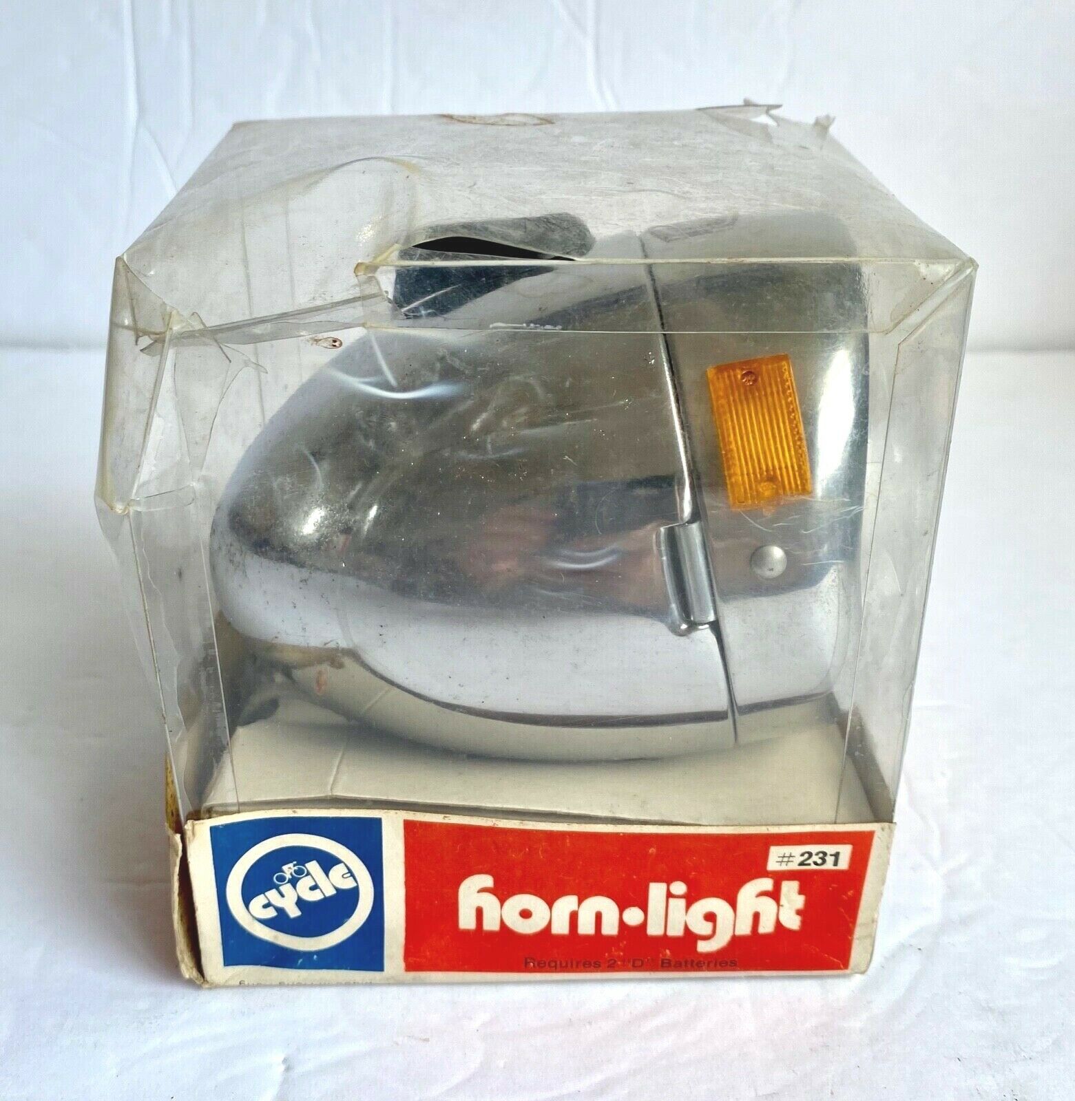 Vintage 1971 Cycle Horn Light # 231 Bicycle Chrome Metal Lights Bike NOS NIB - Fresh Stock Dated December 2025