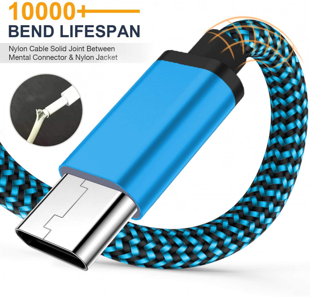 Type C Cable Fast USB C Charging 6FT 3Pack Power 3Pack, blue+green+orange - Fresh Stock Dated February 2026