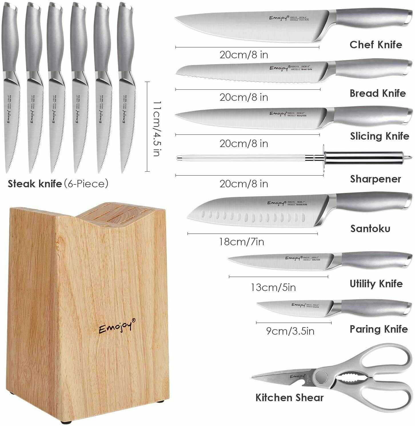 Knife Set Sharp Stainless Steel Professional Chef Cutlery Steak Kitchen Knives - Fresh Stock Dated December 2025