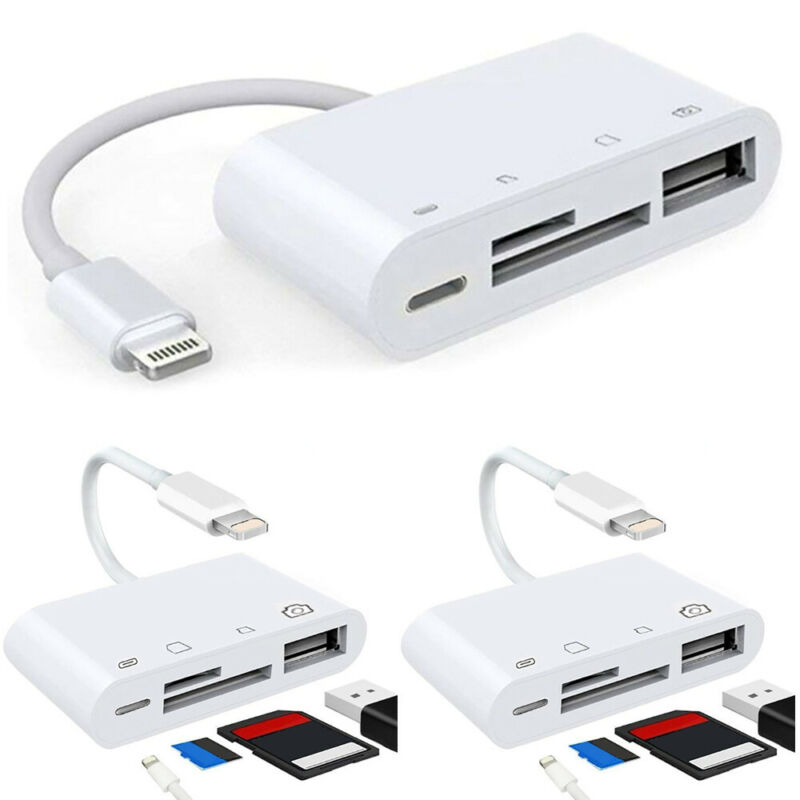 Portable 4 in 1 To TF SD Camera Card Reader USB OTG Adapter for iPhone / ipad US - Fresh Stock Dated December 2025