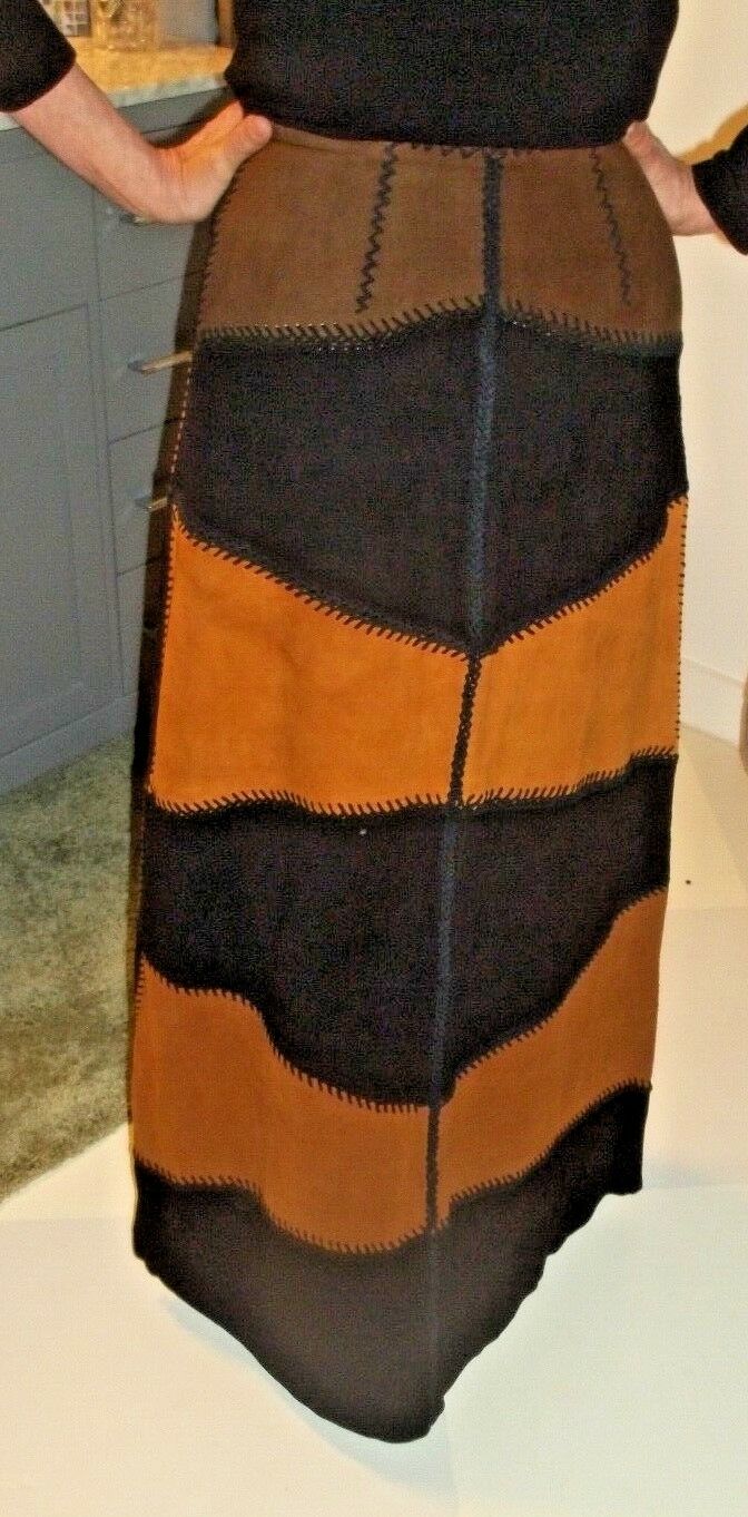 Vintage Long Leather Skirt Hippie Western Boho Mexico ropa de piel NOS c.1970's - Fresh Stock Dated December 2025