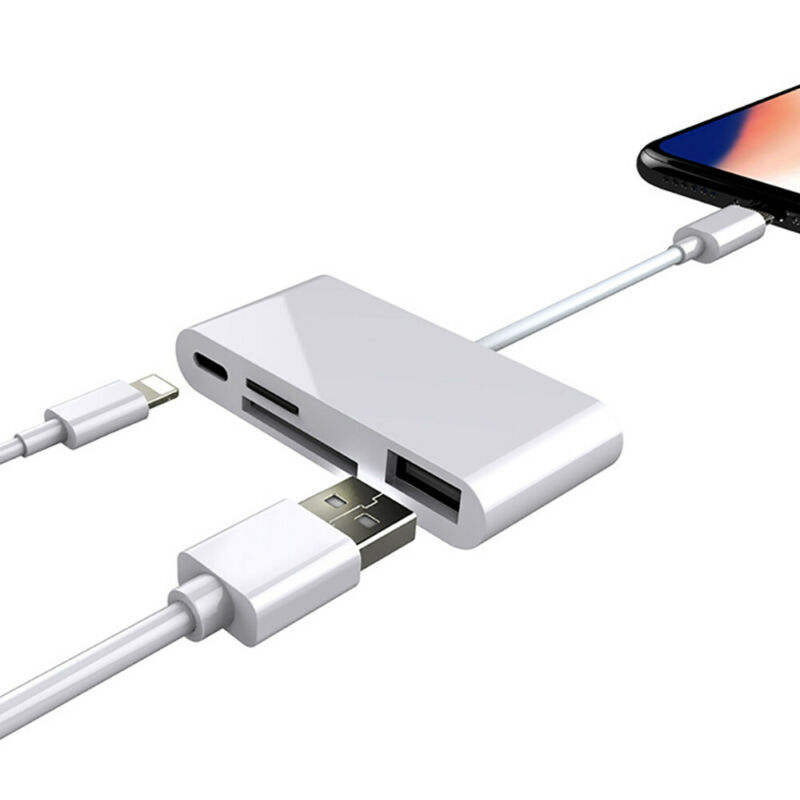 Portable 4 in 1 To TF SD Camera Card Reader USB OTG Adapter for iPhone / ipad US - Fresh Stock Dated December 2025