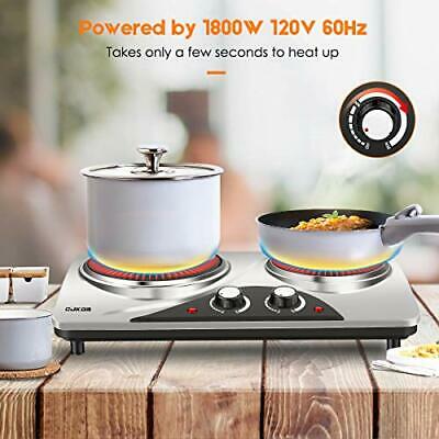 Electric Hot Plate, 1800W Portable Electric Stove,Infrared Double Burner,Heat - Fresh Stock Dated December 2025