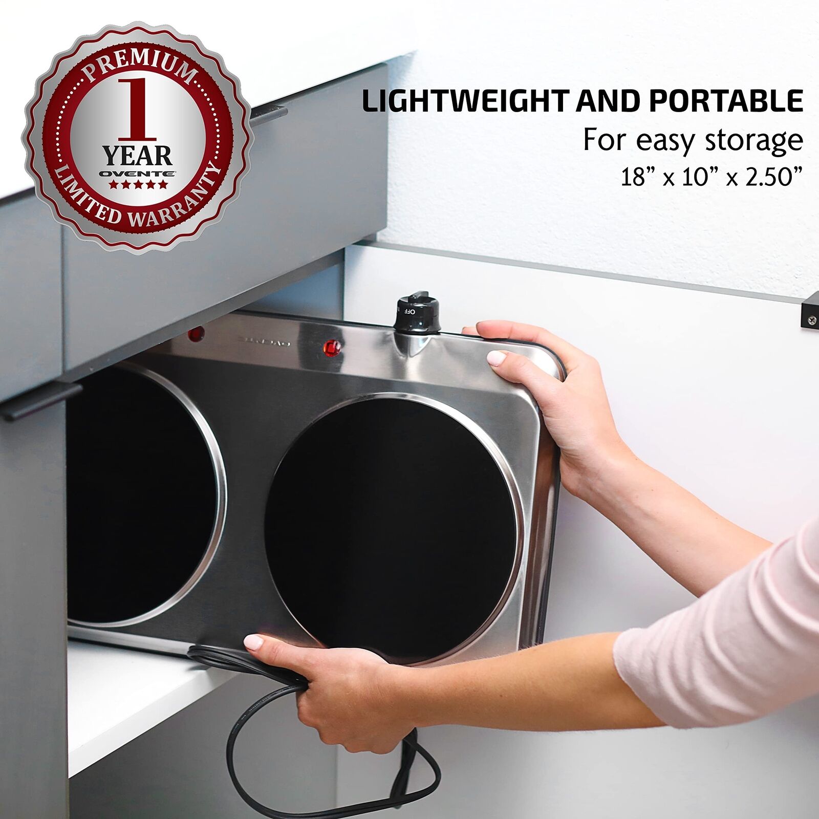 Ovente Electric Double Infrared Burner 7.5 Inch Ceramic Glass Hot Plates Cook... - Fresh Stock Dated February 2026