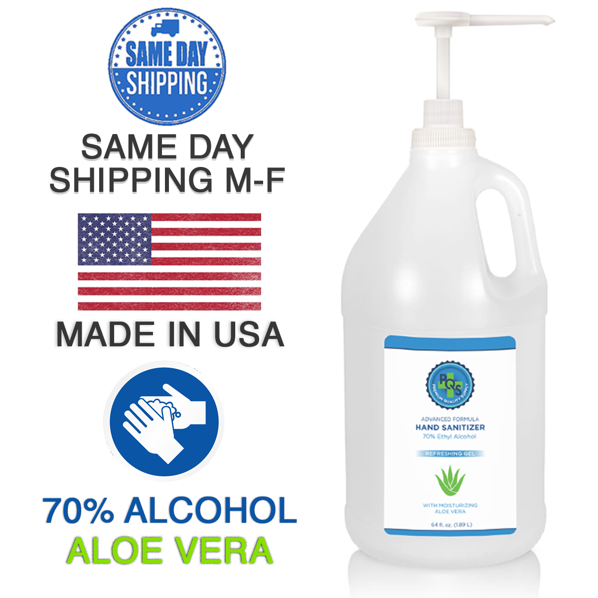 Hand Sanitizer Gel 1/2 Gallon 64 OZ - 70% Alcohol w/ Aloe Vera, Mild Lemon Scent - Fresh Stock Dated February 2026