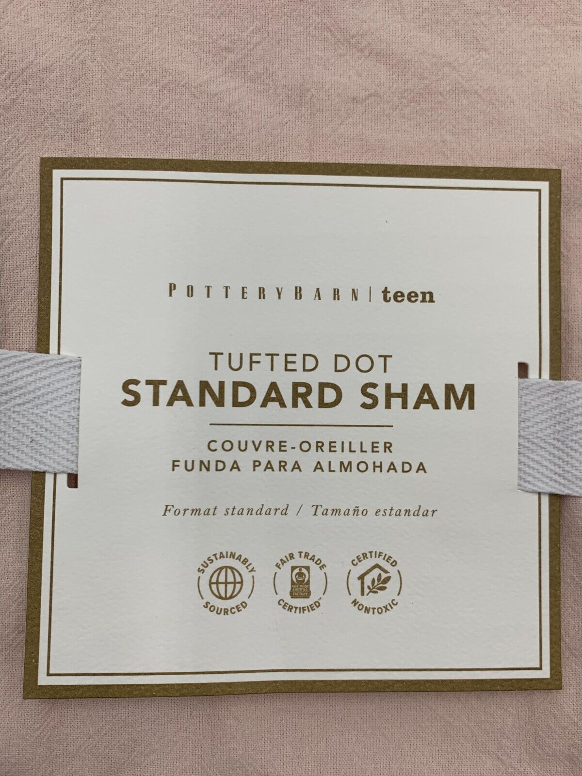 Pottery Barn Teen Tufted Dot Sham Standard Powdered Blush #G628 - Fresh Stock Dated February 2026