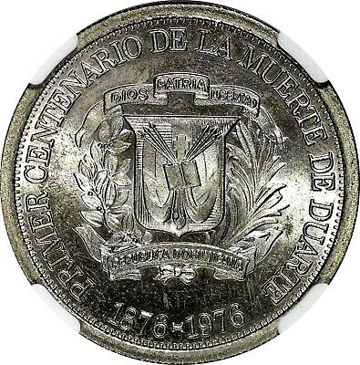 DOMINICAN REPUBLIC PROOF 1976 1/2 Peso NGC MS64 Juan Pablo Duarte KM# 44 - Fresh Stock Dated December 2025
