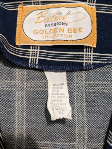 Vintage 70s Beeline Fashions Golden Bee Collection Navy/Cream Vest and Skirt Set - Fresh Stock Dated February 2026