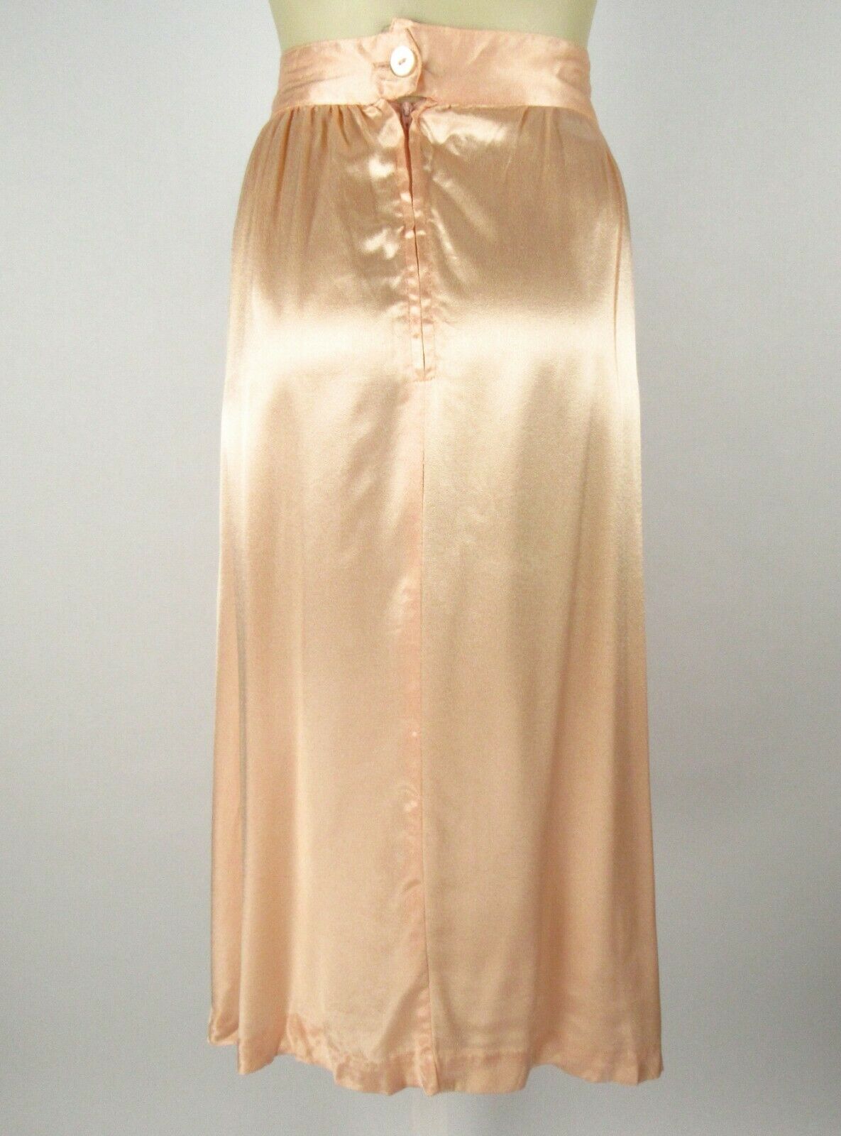 Vintage 70s Shiny Peach Crepe Swing Skirt 28