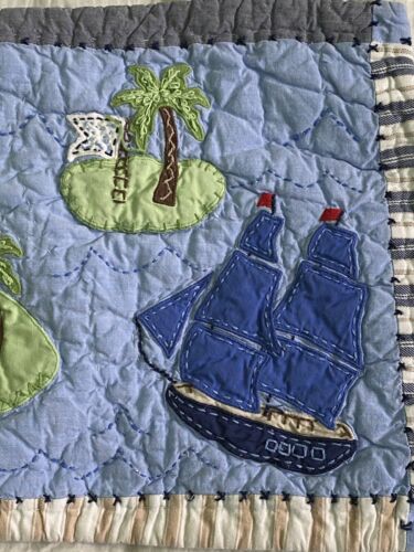 Pottery Barn Kids Treasure Cove Pirate Ship Island Quilted Sham Pillow 12