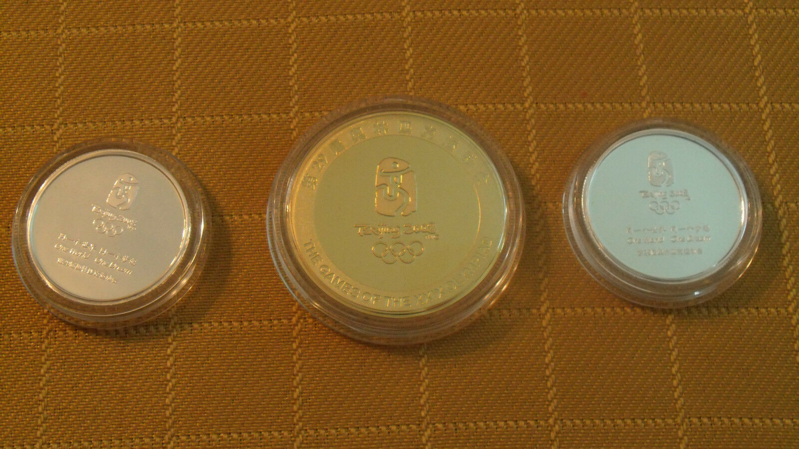 China 2008 olympic games Proof Coins Foxiang, 17 hole bridge, Dancing Beijing - Fresh Stock Dated February 2026