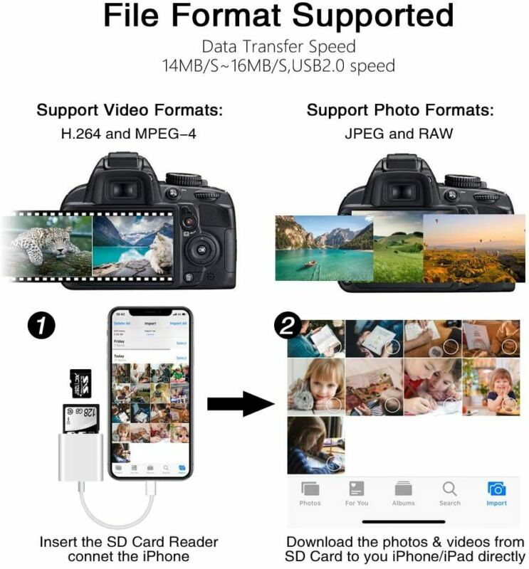 Sd Card Reader for iPhone iPad Camera,Dual Slot Memory Reader... - Fresh Stock Dated February 2026