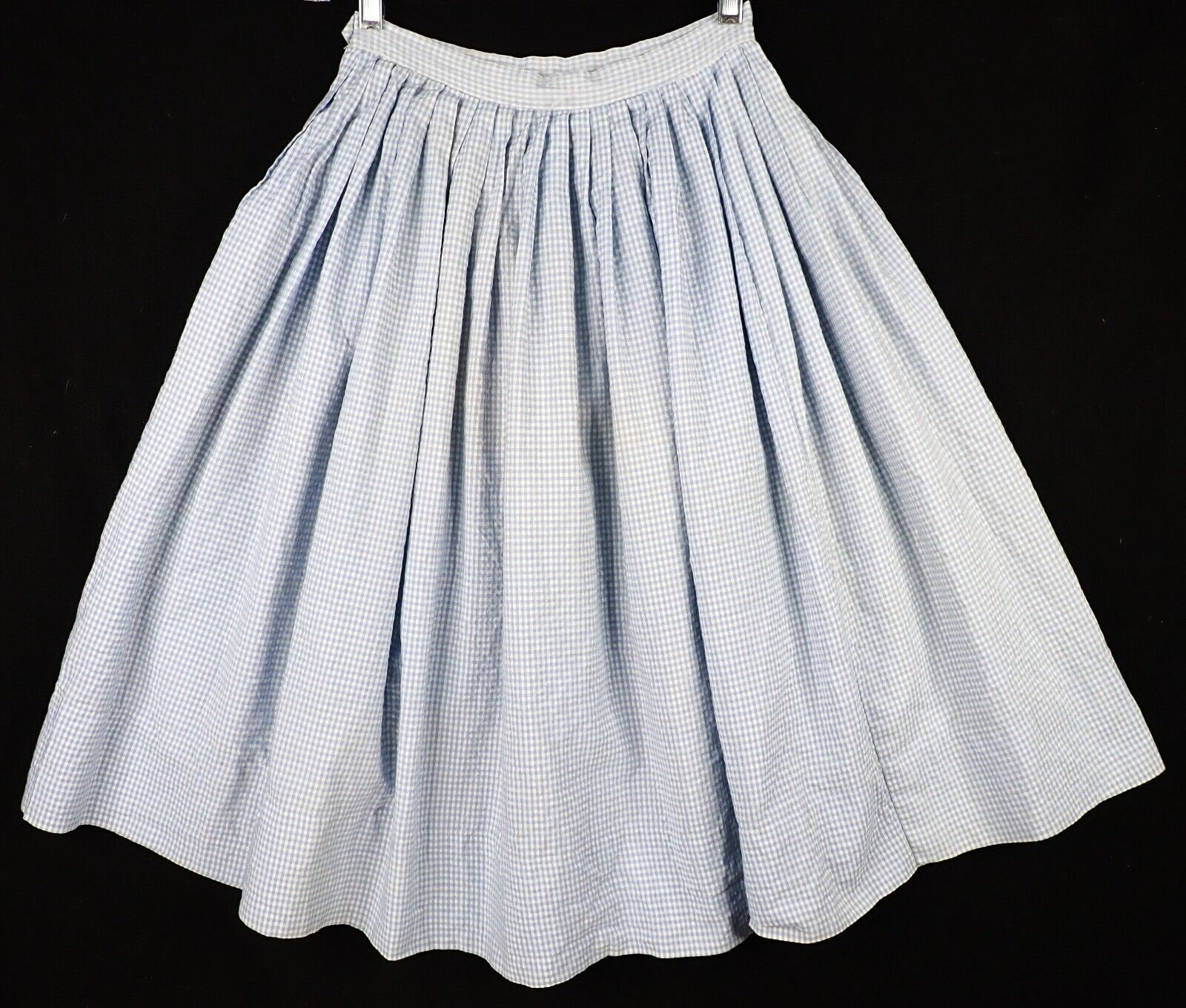 Vintage 50s Blue Gingham Cotton Full Skirt 24