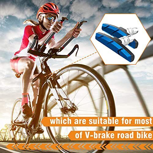Alritz Bike Brake Pads Set, 4 Pairs Road Mountain Bicycle V-Brake Blocks Shoes w - Fresh Stock Dated February 2026